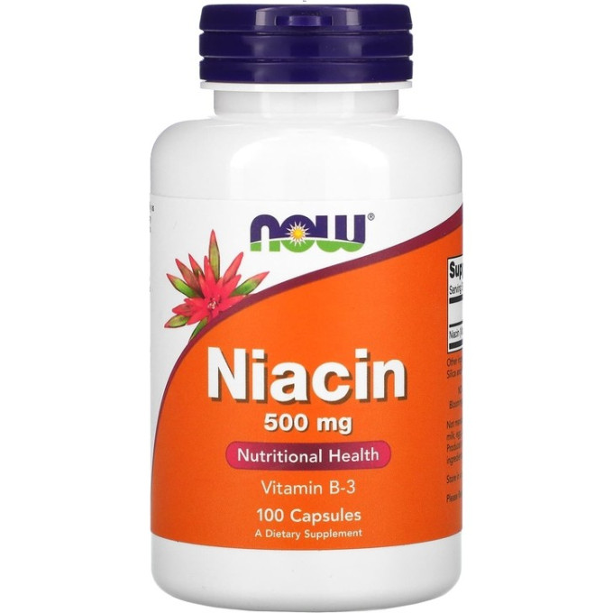 Клеточный энергетик NOW FOODS NIACIN, 500 mg, 100 Capsules NS*0481